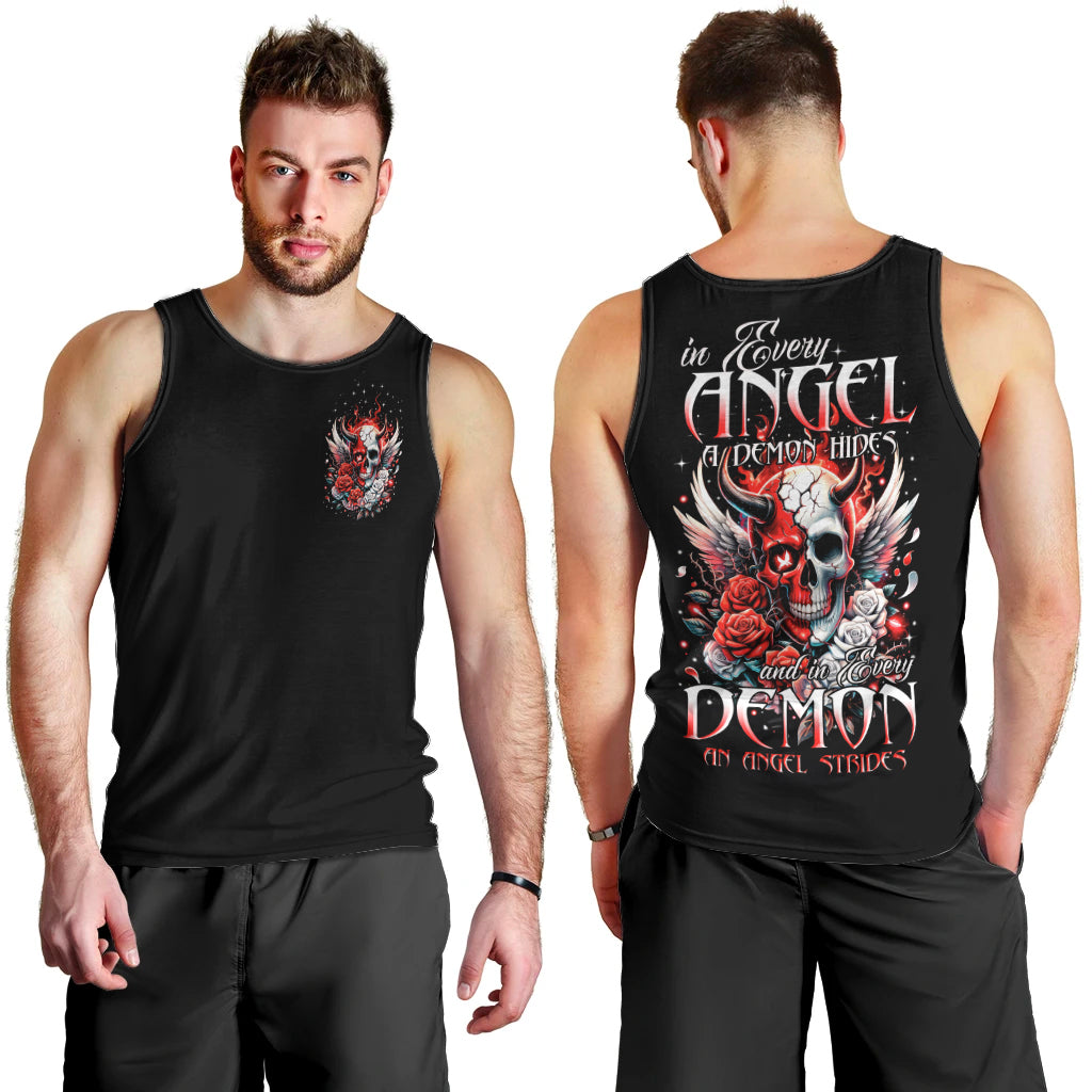 Devil Skull Men Tank Top In Every Angel A Demon Hides And In Every Demon An Angel Strides - Wonder Print Shop