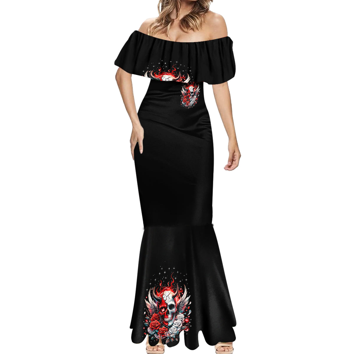 Devil Skull Mermaid Dress In Every Angel A Demon Hides And In Every Demon An Angel Strides - Wonder Print Shop
