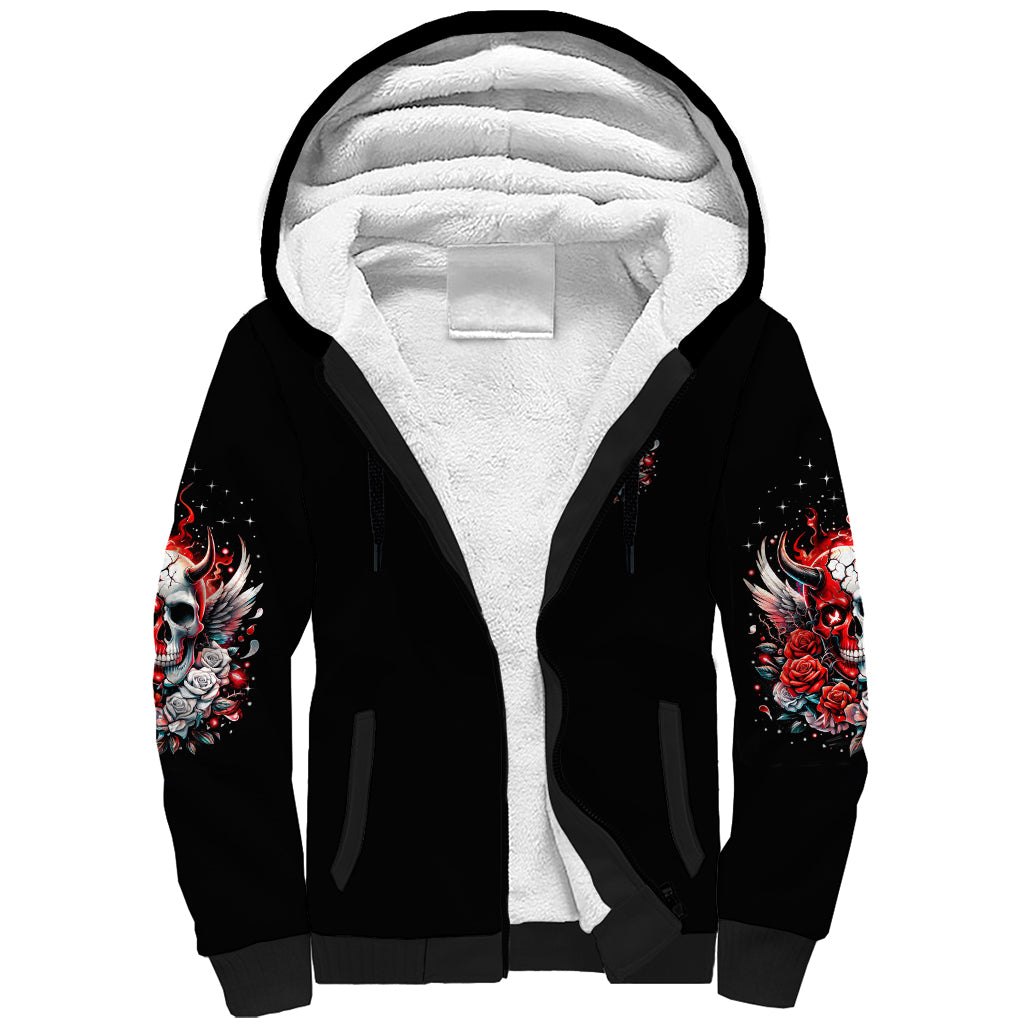 Devil Skull Sherpa Hoodie In Every Angel A Demon Hides And In Every Demon An Angel Strides - Wonder Print Shop