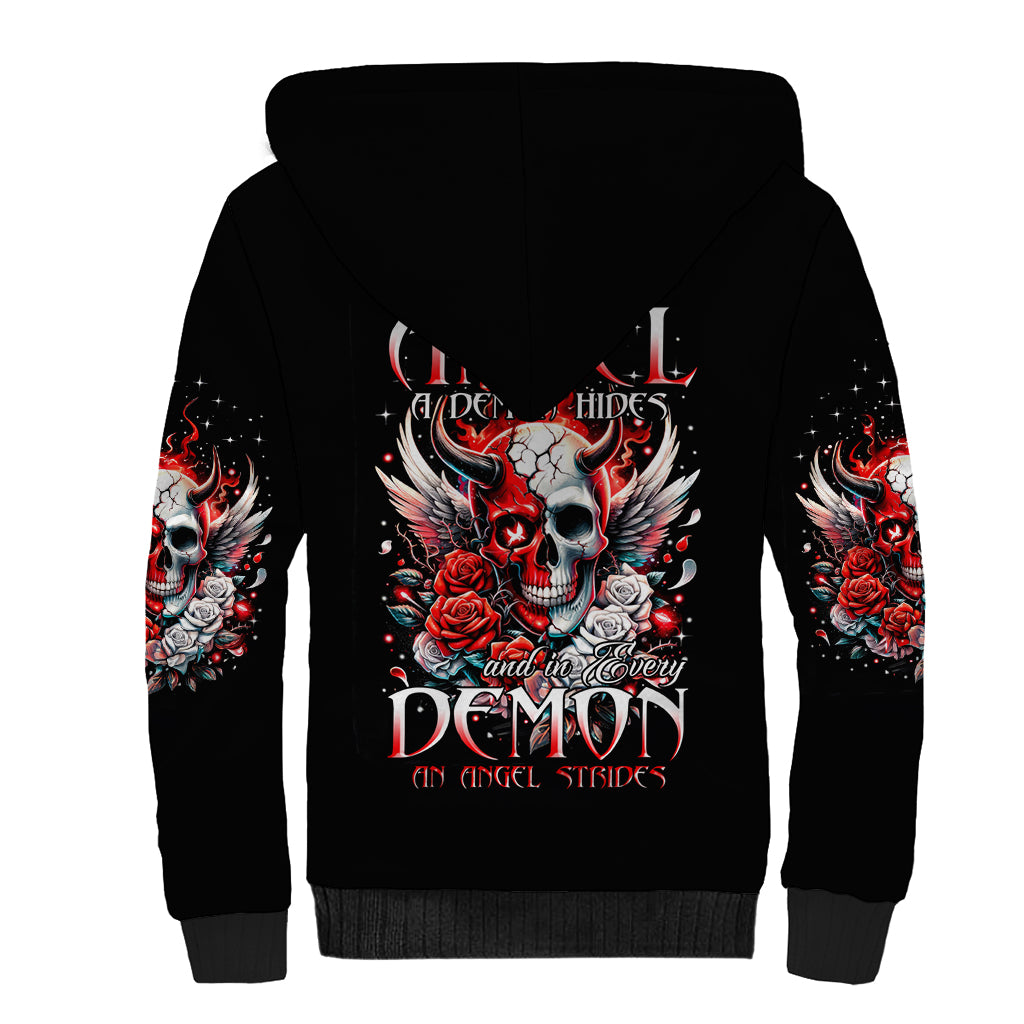 Devil Skull Sherpa Hoodie In Every Angel A Demon Hides And In Every Demon An Angel Strides - Wonder Print Shop