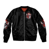 Devil Skull Sleeve Zip Bomber Jacket In Every Angel A Demon Hides And In Every Demon An Angel Strides - Wonder Print Shop