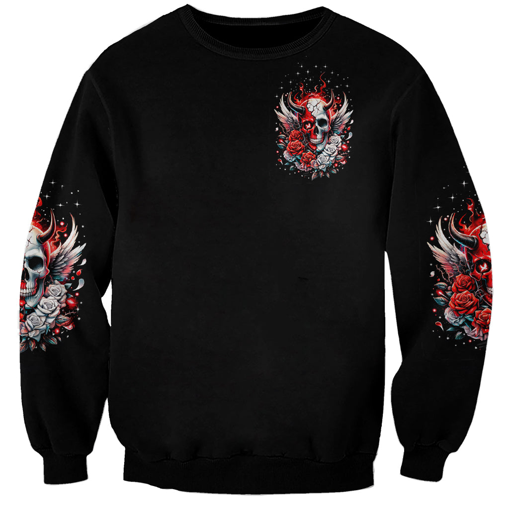 Devil Skull Sweatshirt In Every Angel A Demon Hides And In Every Demon An Angel Strides - Wonder Print Shop