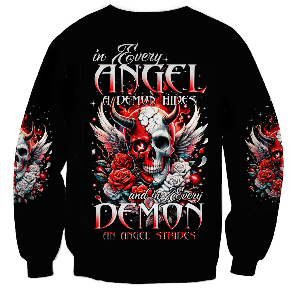 Devil Skull Sweatshirt In Every Angel A Demon Hides And In Every Demon An Angel Strides - Wonder Print Shop