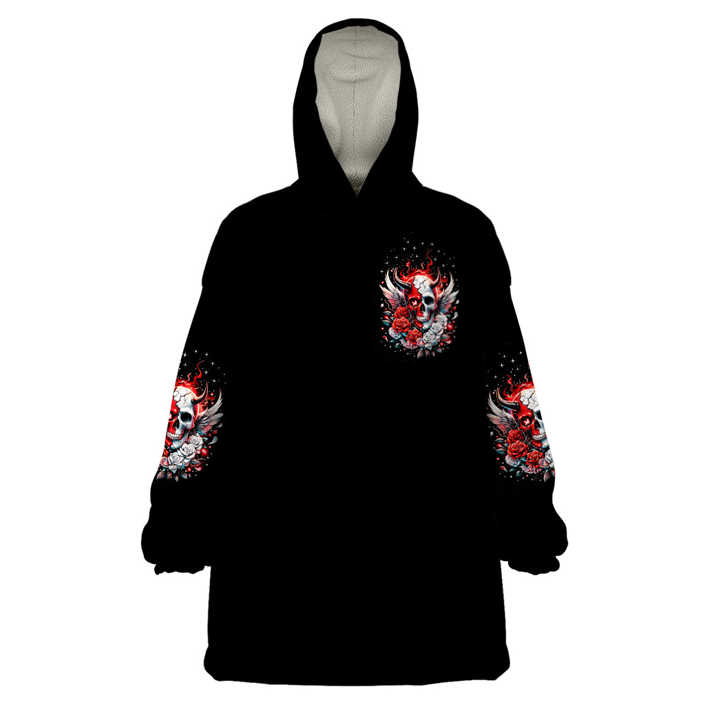 Devil Skull Wearable Blanket Hoodie In Every Angel A Demon Hides And In Every Demon An Angel Strides - Wonder Print Shop