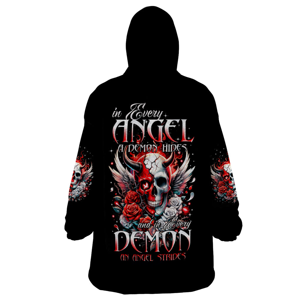 Devil Skull Wearable Blanket Hoodie In Every Angel A Demon Hides And In Every Demon An Angel Strides - Wonder Print Shop