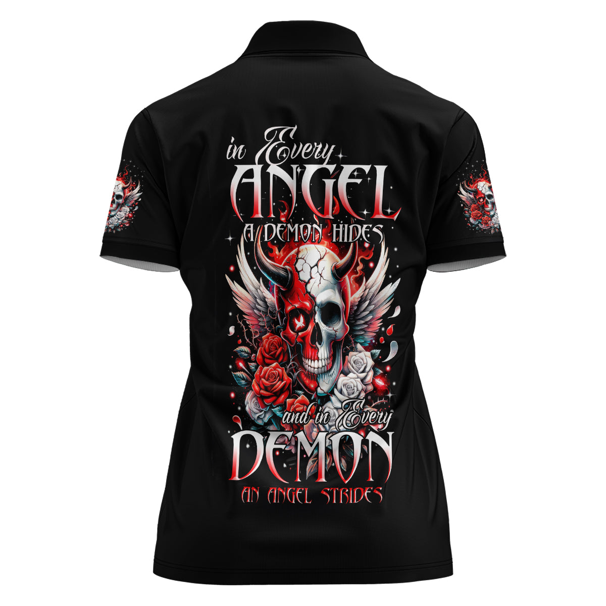 Devil Skull Women Polo Shirt In Every Angel A Demon Hides And In Every Demon An Angel Strides - Wonder Print Shop