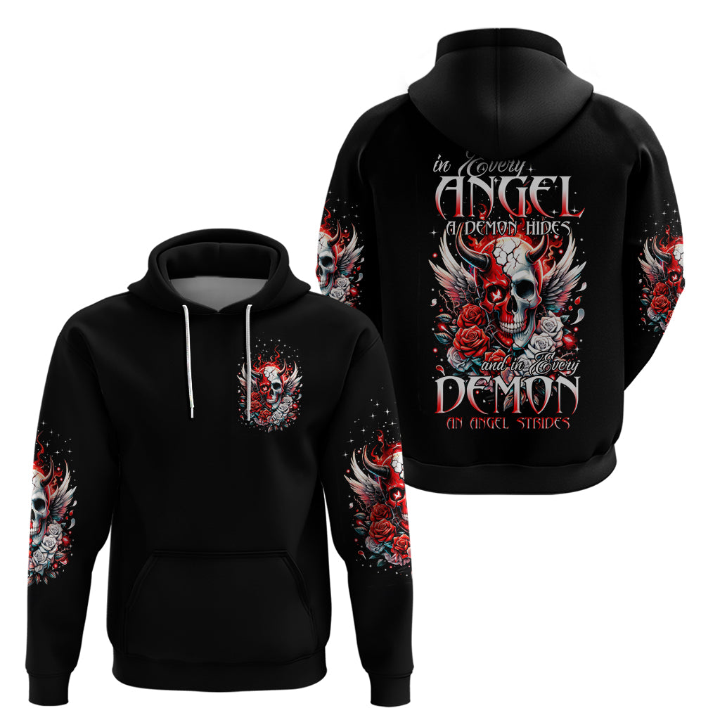 Devil Skull Zip Hoodie In Every Angel A Demon Hides And In Every Demon An Angel Strides - Wonder Print Shop