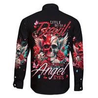 Devil Skull Family Matching Off Shoulder Maxi Dress and Hawaiian Shirt Little Bit Of Devil In These Angel eyes - Wonder Print Shop