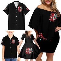 Devil Skull Family Matching Off Shoulder Short Dress and Hawaiian Shirt Little Bit Of Devil In These Angel eyes - Wonder Print Shop