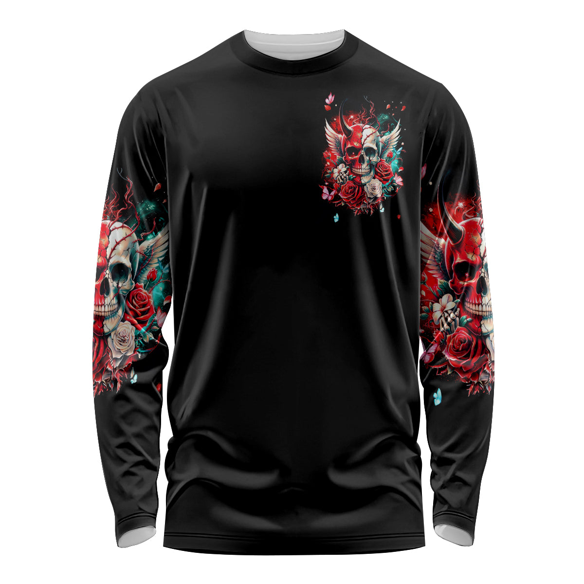 Devil Skull Long Sleeve Shirt Little Bit Of Devil In These Angel eyes - Wonder Print Shop