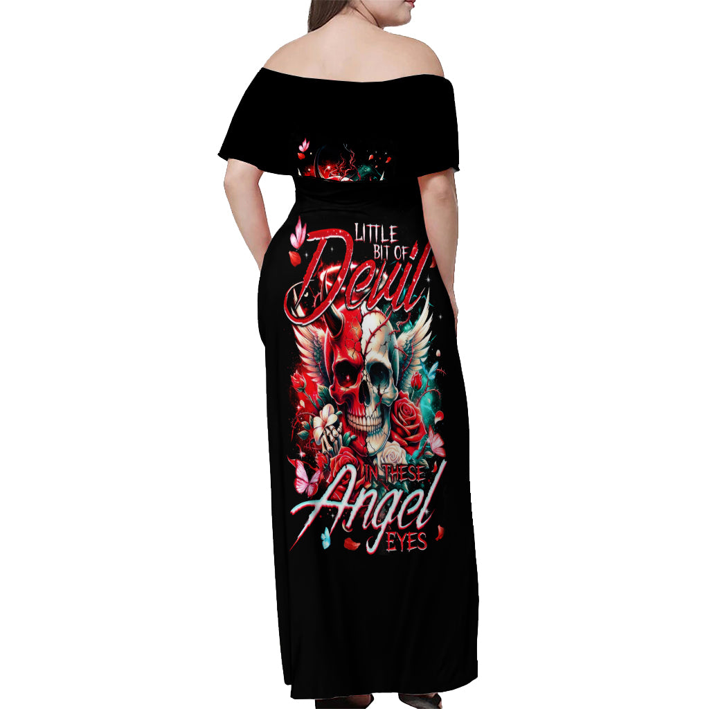 Devil Skull Off Shoulder Maxi Dress Little Bit Of Devil In These Angel eyes - Wonder Print Shop