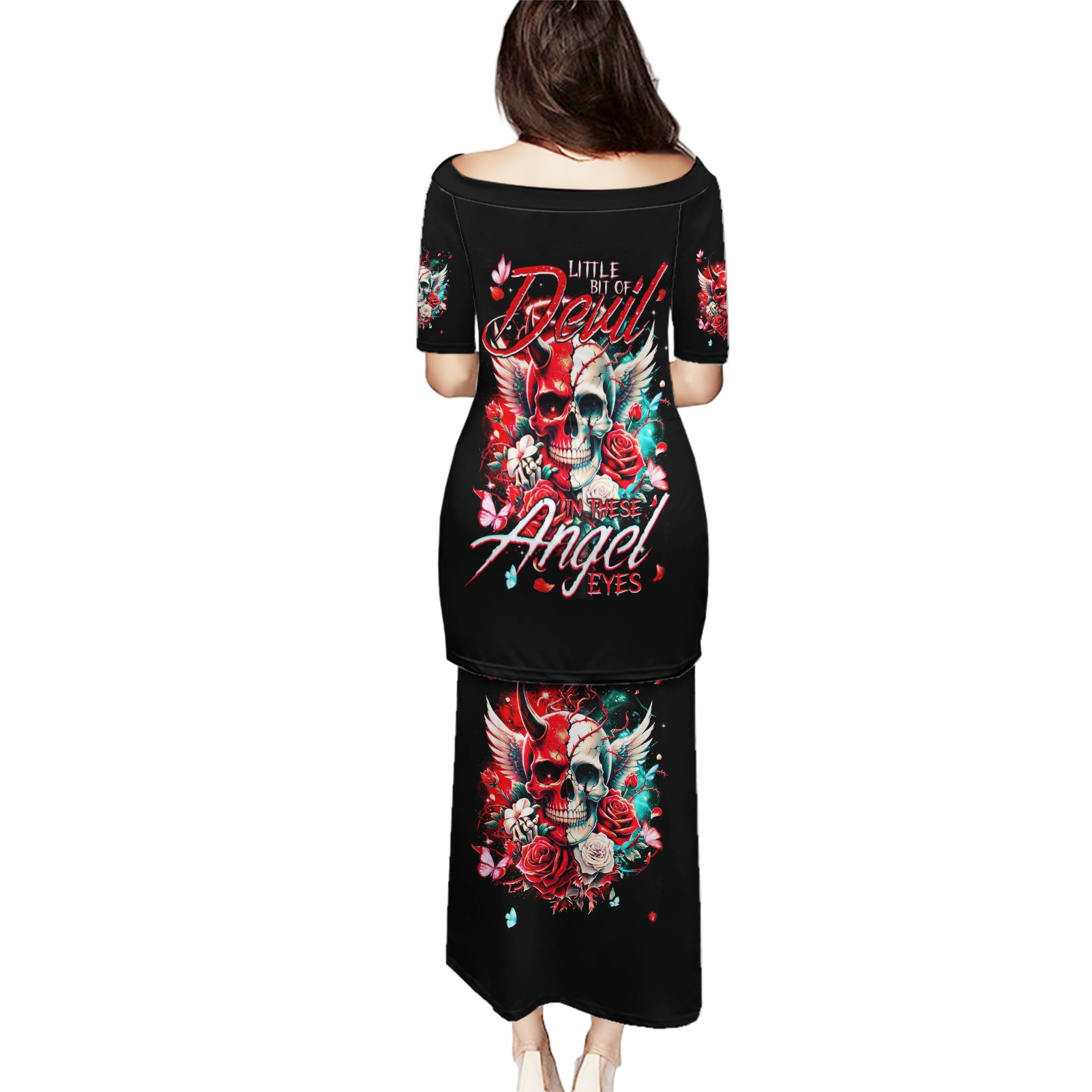Devil Skull Puletasi Little Bit Of Devil In These Angel eyes - Wonder Print Shop