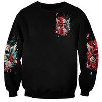 Devil Skull Sweatshirt Little Bit Of Devil In These Angel eyes - Wonder Print Shop