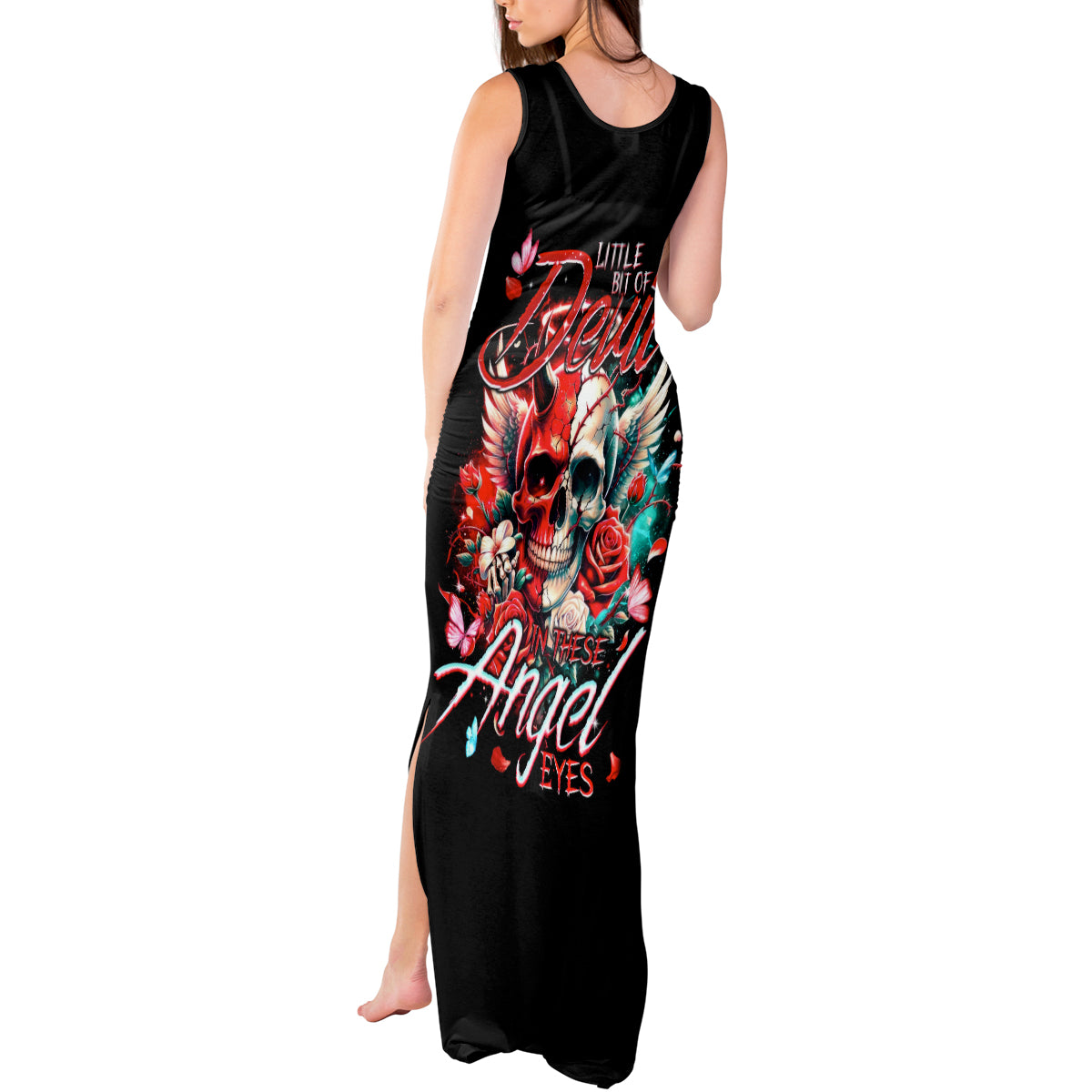 Devil Skull Tank Maxi Dress Little Bit Of Devil In These Angel eyes - Wonder Print Shop