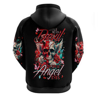 Devil Skull Zip Hoodie Little Bit Of Devil In These Angel eyes - Wonder Print Shop