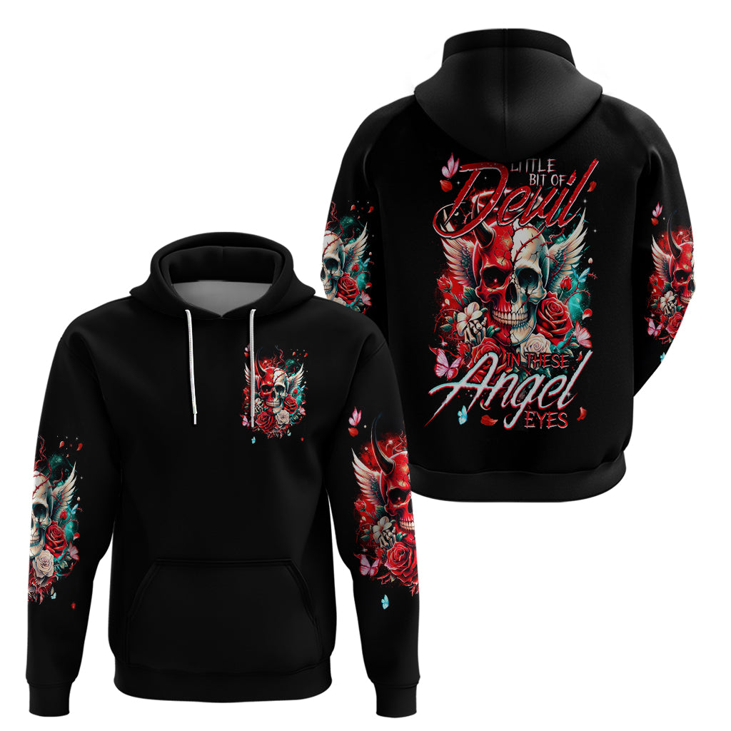 Devil Skull Zip Hoodie Little Bit Of Devil In These Angel eyes - Wonder Print Shop