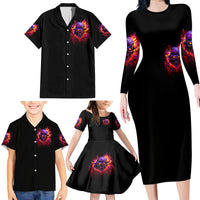 Flame Skull Family Matching Long Sleeve Bodycon Dress and Hawaiian Shirt Judge Me When You Reperfect Otherwise Shut Up - Wonder Print Shop