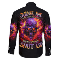 Flame Skull Family Matching Short Sleeve Bodycon Dress and Hawaiian Shirt Judge Me When You Reperfect Otherwise Shut Up - Wonder Print Shop