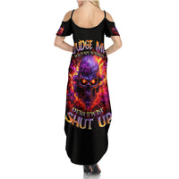 Flame Skull Family Matching Summer Maxi Dress and Hawaiian Shirt Judge Me When You Reperfect Otherwise Shut Up - Wonder Print Shop