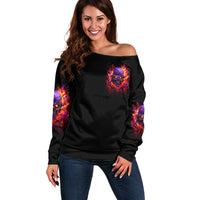 Flame Skull Off Shoulder Sweater Judge Me When You Reperfect Otherwise Shut Up - Wonder Print Shop