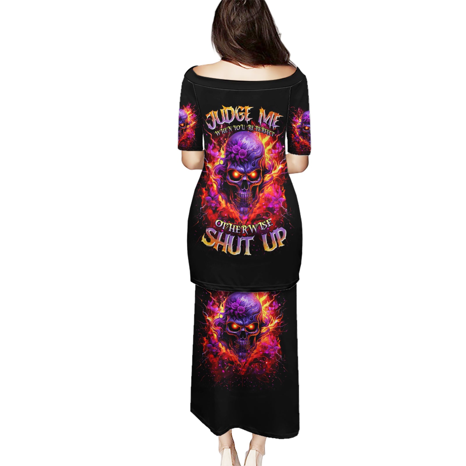 Flame Skull Puletasi Judge Me When You Reperfect Otherwise Shut Up - Wonder Print Shop