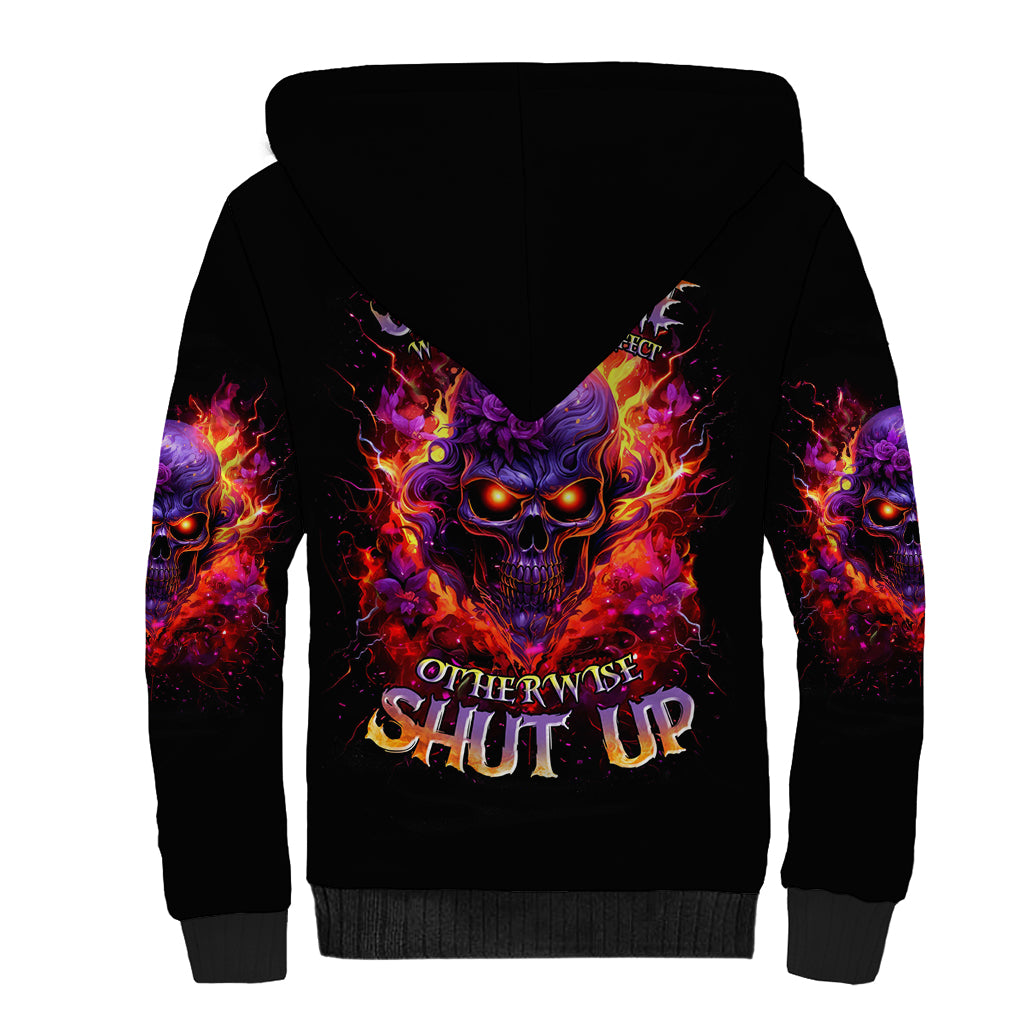 Flame Skull Sherpa Hoodie Judge Me When You Reperfect Otherwise Shut Up - Wonder Print Shop