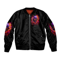 Flame Skull Sleeve Zip Bomber Jacket Judge Me When You Reperfect Otherwise Shut Up - Wonder Print Shop