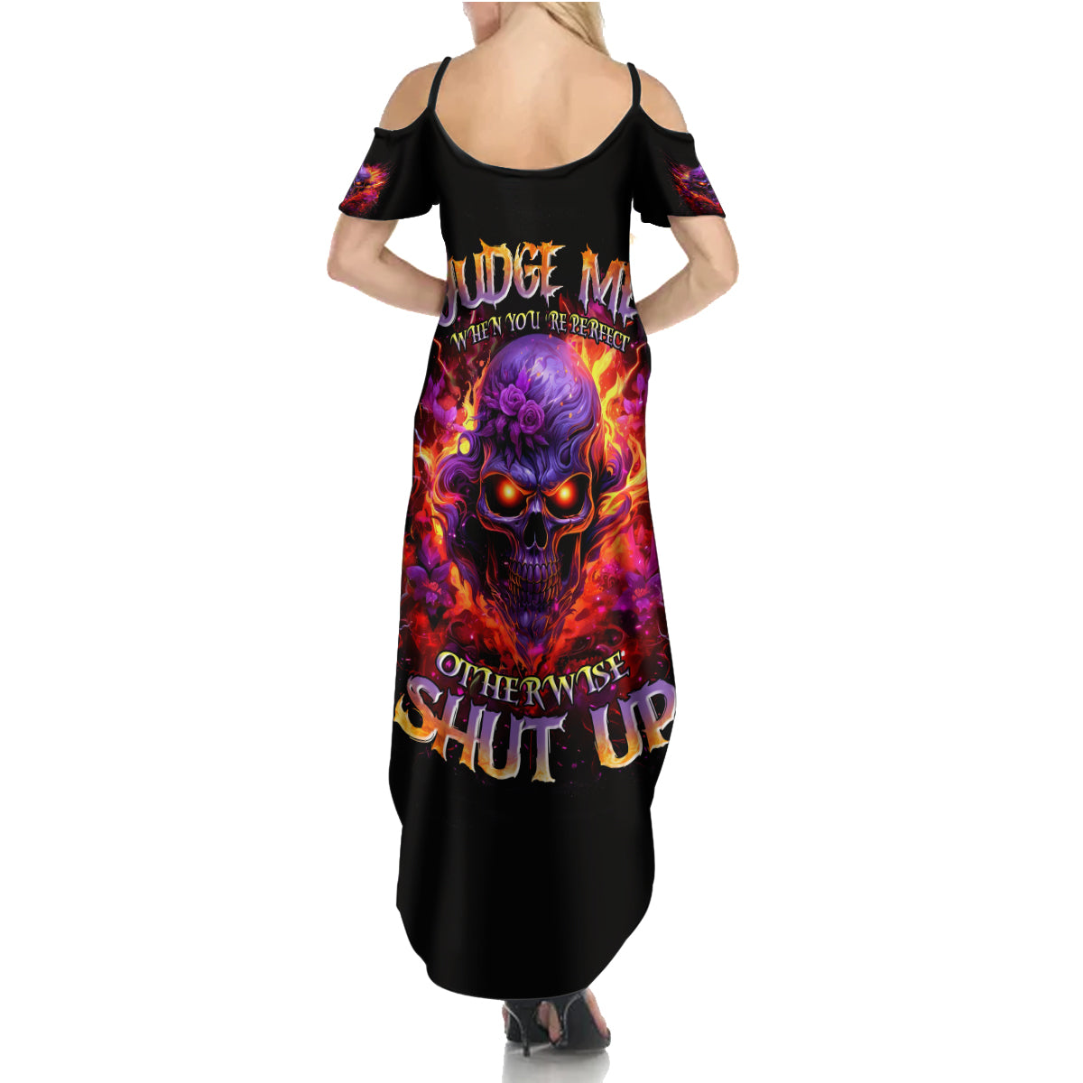 Flame Skull Summer Maxi Dress Judge Me When You Reperfect Otherwise Shut Up - Wonder Print Shop