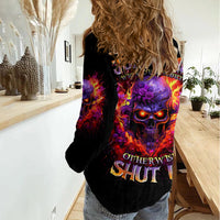 Flame Skull Women Casual Shirt Judge Me When You Reperfect Otherwise Shut Up - Wonder Print Shop