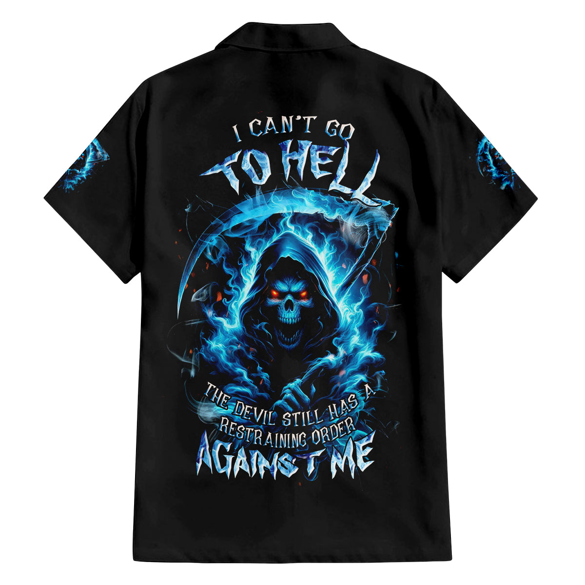 Skull Reaper Family Matching Off Shoulder Maxi Dress and Hawaiian Shirt I Can't Go To Hell The Devil Still Has A Restraining Order Against Me - Wonder Print Shop
