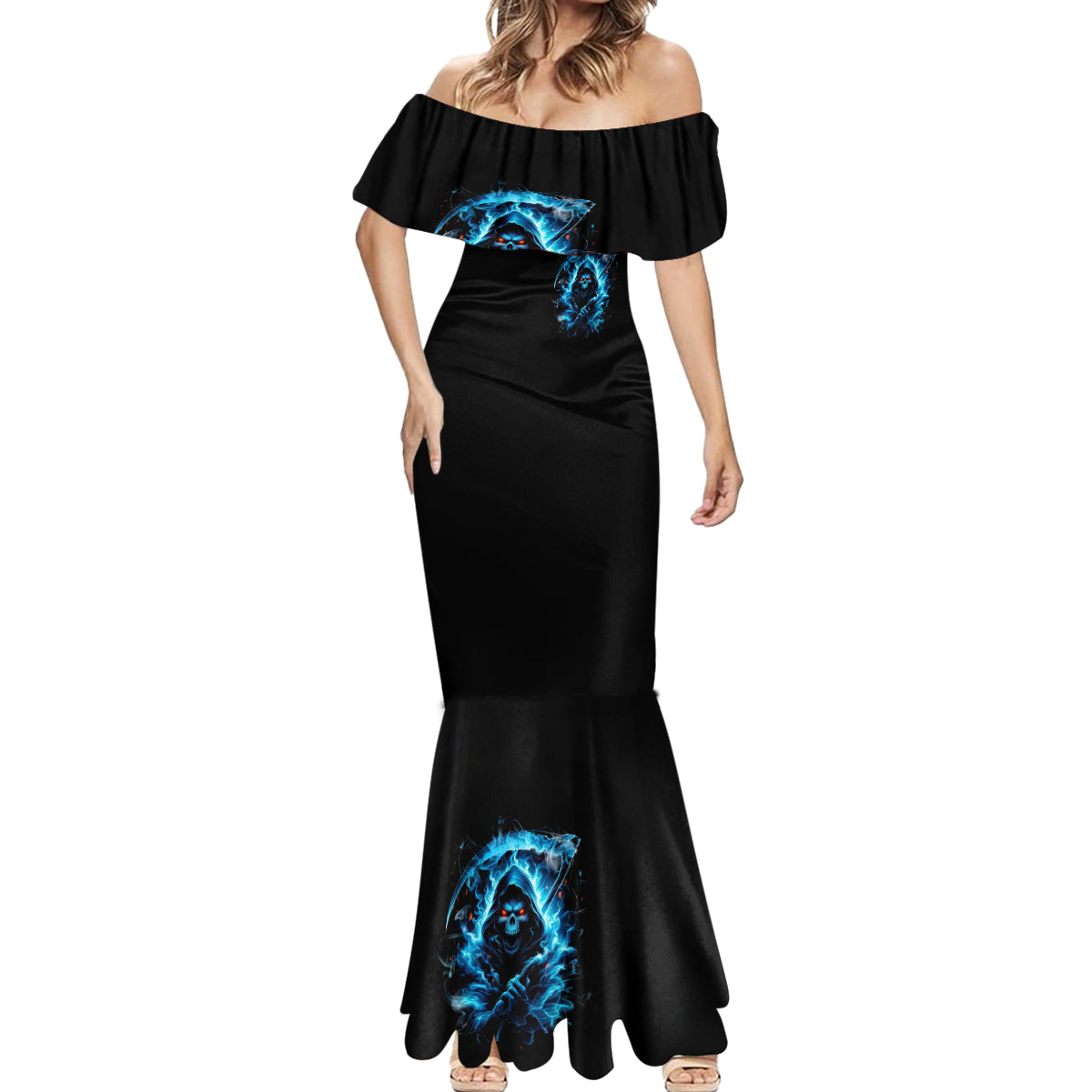 Skull Reaper Mermaid Dress I Can't Go To Hell The Devil Still Has A Restraining Order Against Me - Wonder Print Shop