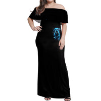 Skull Reaper Off Shoulder Maxi Dress I Can't Go To Hell The Devil Still Has A Restraining Order Against Me - Wonder Print Shop