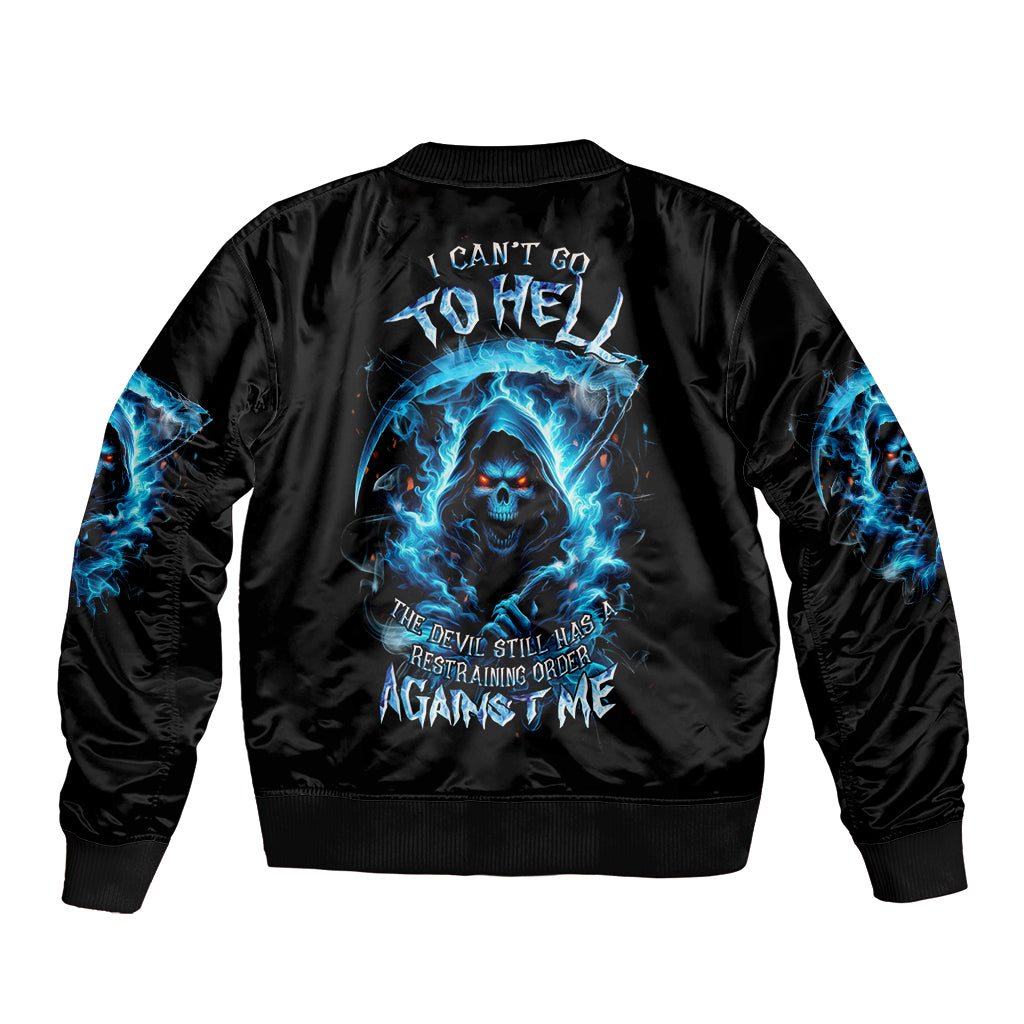 Skull Reaper Sleeve Zip Bomber Jacket I Can't Go To Hell The Devil Still Has A Restraining Order Against Me - Wonder Print Shop