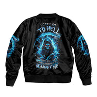 Skull Reaper Sleeve Zip Bomber Jacket I Can't Go To Hell The Devil Still Has A Restraining Order Against Me - Wonder Print Shop