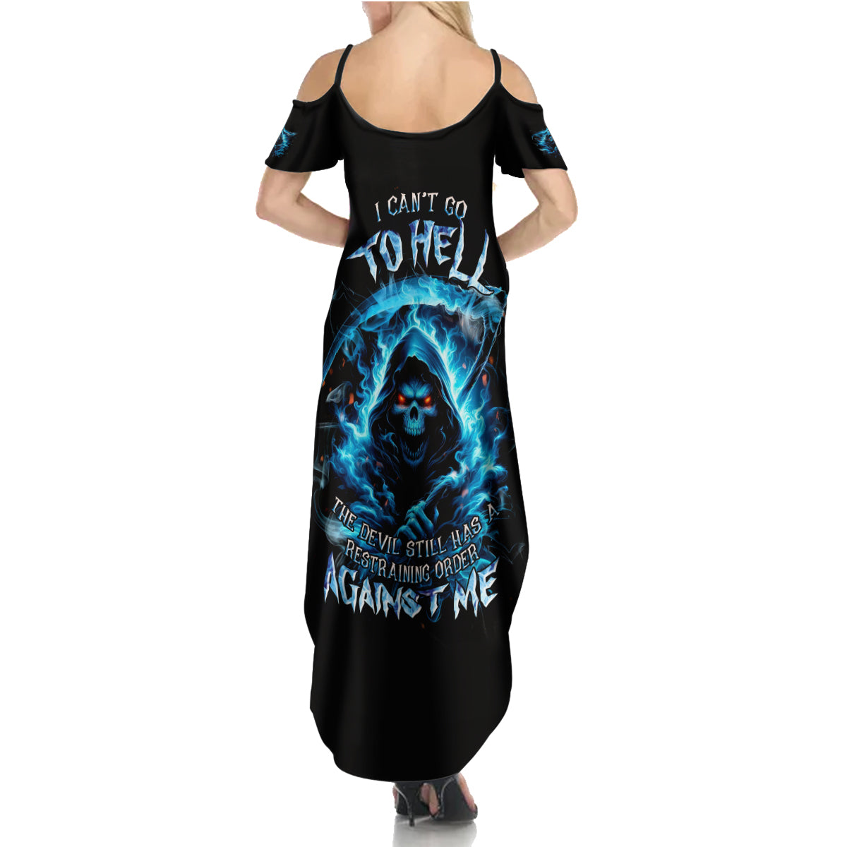 Skull Reaper Summer Maxi Dress I Can't Go To Hell The Devil Still Has A Restraining Order Against Me - Wonder Print Shop