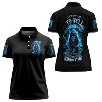 Skull Reaper Women Polo Shirt I Can't Go To Hell The Devil Still Has A Restraining Order Against Me - Wonder Print Shop