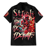 Devil Skull Family Matching Mermaid Dress and Hawaiian Shirt Stuck Between IDK IDC and IDGAF - Wonder Print Shop