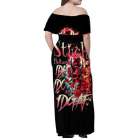 Devil Skull Family Matching Off Shoulder Maxi Dress and Hawaiian Shirt Stuck Between IDK IDC and IDGAF - Wonder Print Shop