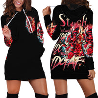 Devil Skull Hoodie Dress Stuck Between IDK IDC and IDGAF - Wonder Print Shop