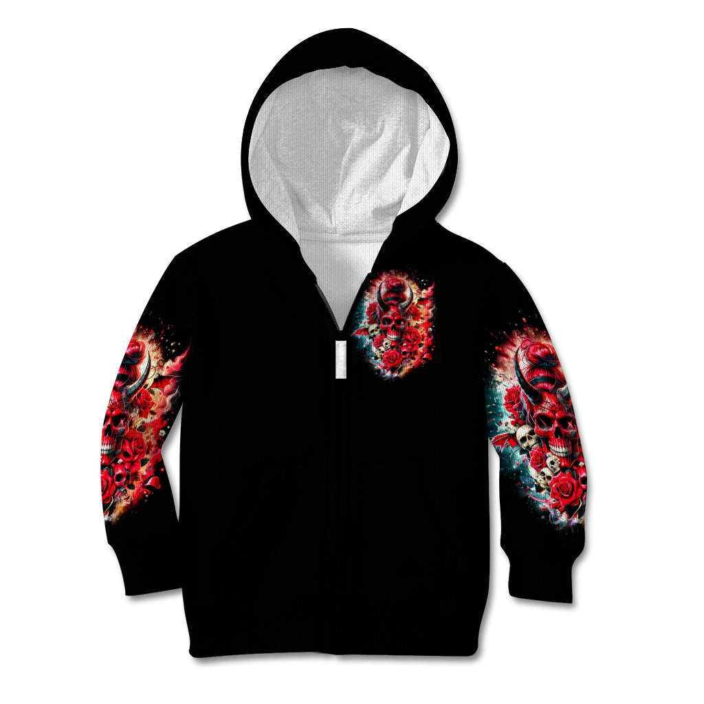 Devil Skull Kid Hoodie Stuck Between IDK IDC and IDGAF - Wonder Print Shop