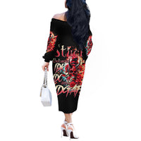 Devil Skull Off The Shoulder Long Sleeve Dress Stuck Between IDK IDC and IDGAF - Wonder Print Shop