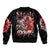 Devil Skull Sleeve Zip Bomber Jacket Stuck Between IDK IDC and IDGAF - Wonder Print Shop