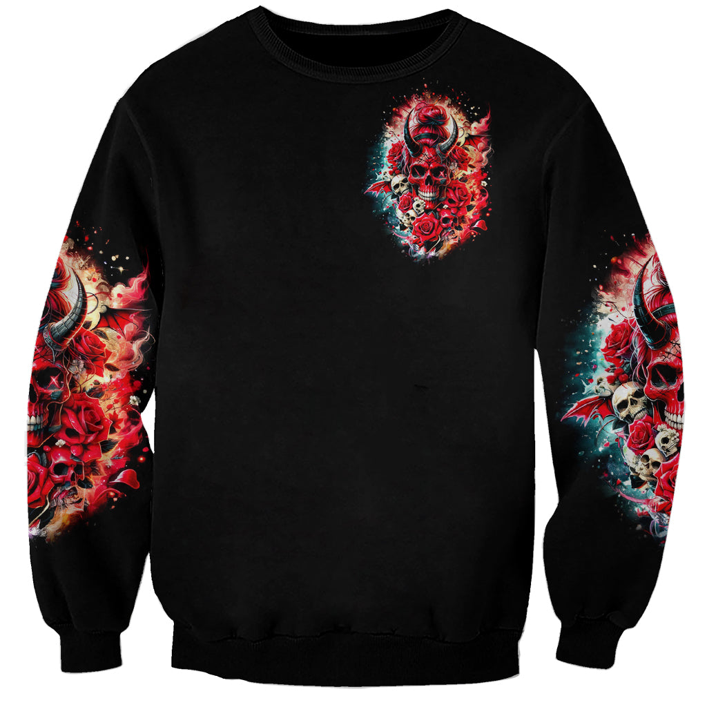 Devil Skull Sweatshirt Stuck Between IDK IDC and IDGAF - Wonder Print Shop