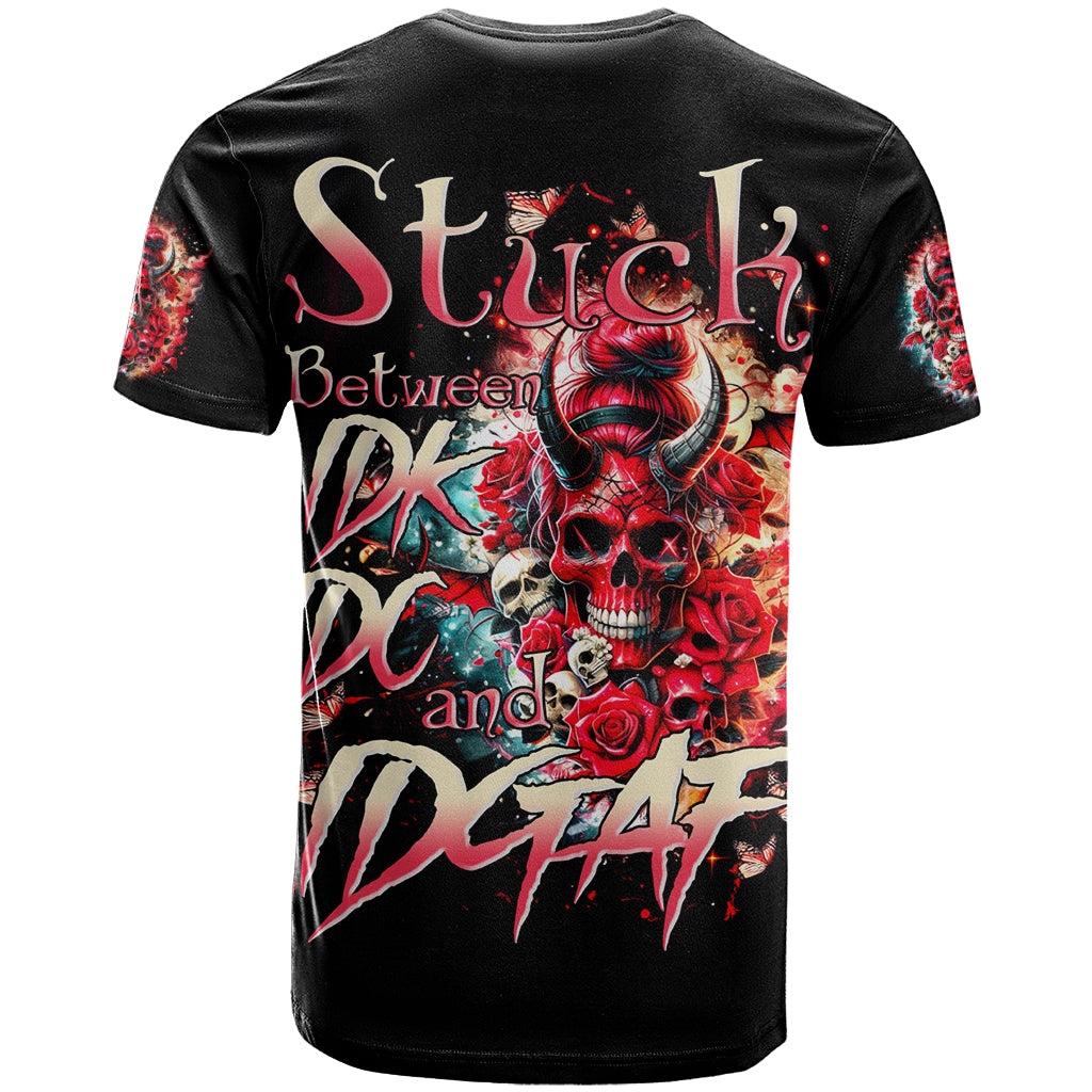 Devil Skull T Shirt Stuck Between IDK IDC and IDGAF - Wonder Print Shop
