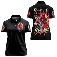 Devil Skull Women Polo Shirt Stuck Between IDK IDC and IDGAF - Wonder Print Shop