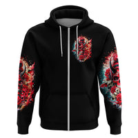 Devil Skull Zip Hoodie Stuck Between IDK IDC and IDGAF - Wonder Print Shop