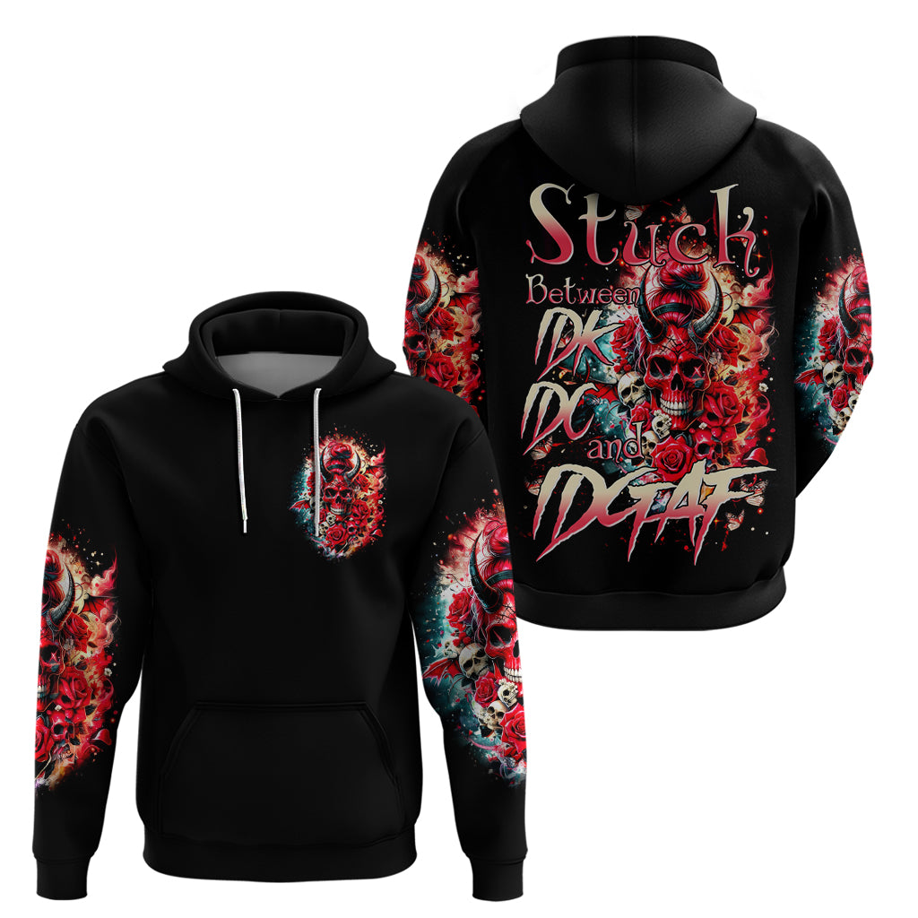 Devil Skull Zip Hoodie Stuck Between IDK IDC and IDGAF - Wonder Print Shop