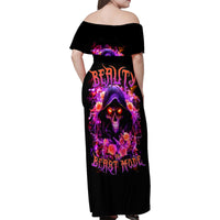 Rose Skull Family Matching Off Shoulder Maxi Dress and Hawaiian Shirt Beasuty In Beast Mode - Wonder Print Shop