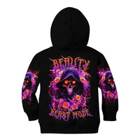Rose Skull Kid Hoodie Beasuty In Beast Mode - Wonder Print Shop