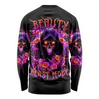 Rose Skull Long Sleeve Shirt Beasuty In Beast Mode - Wonder Print Shop